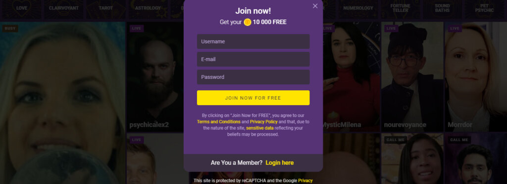 Oranum login / sign up